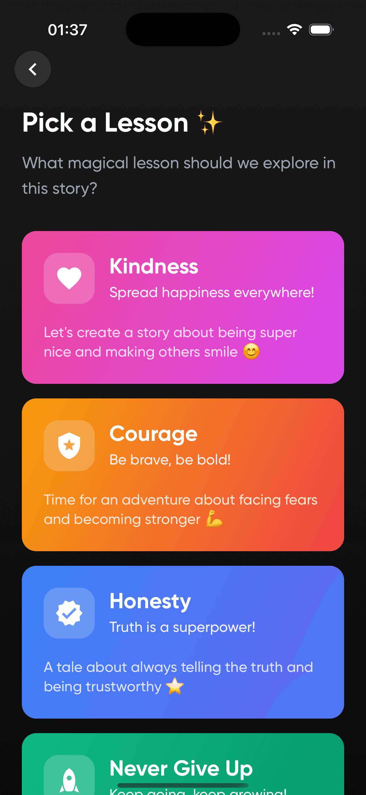 Choose lesson in Magitale app